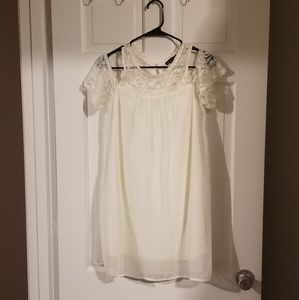 Cream  lace cold shoulder dress
